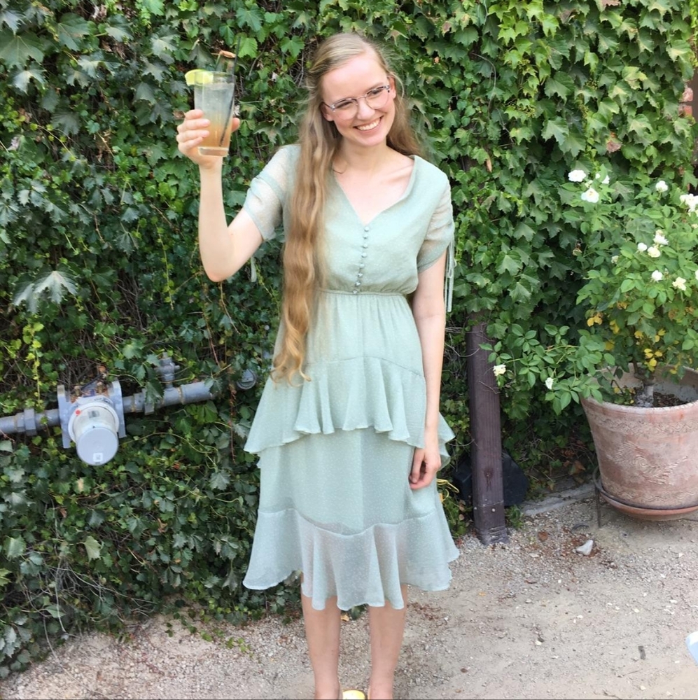Mint green tea dress